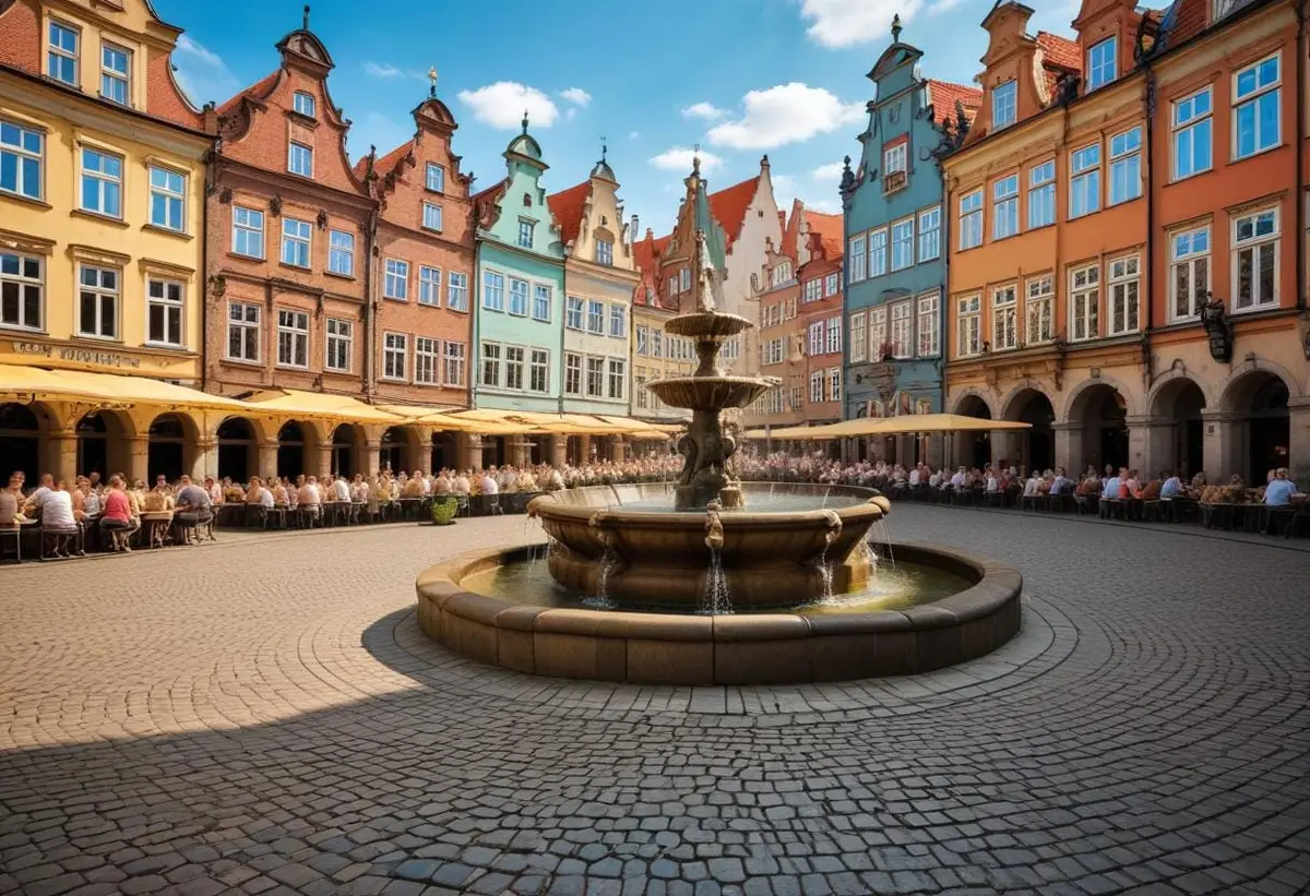 Upplev den livliga långa marknaden i Gdansk illustration